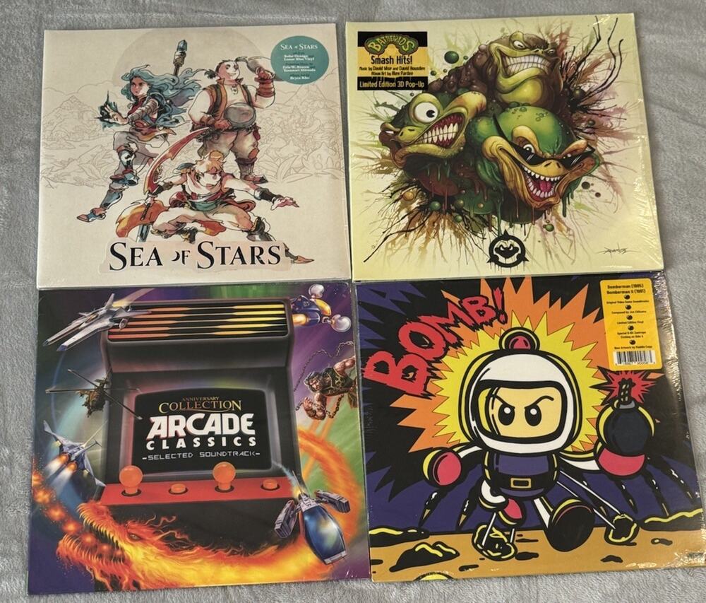 LP Vinyl Record Lot Sea Of Stars Atari Battle Toads Bomberman Video Game Iam8bit